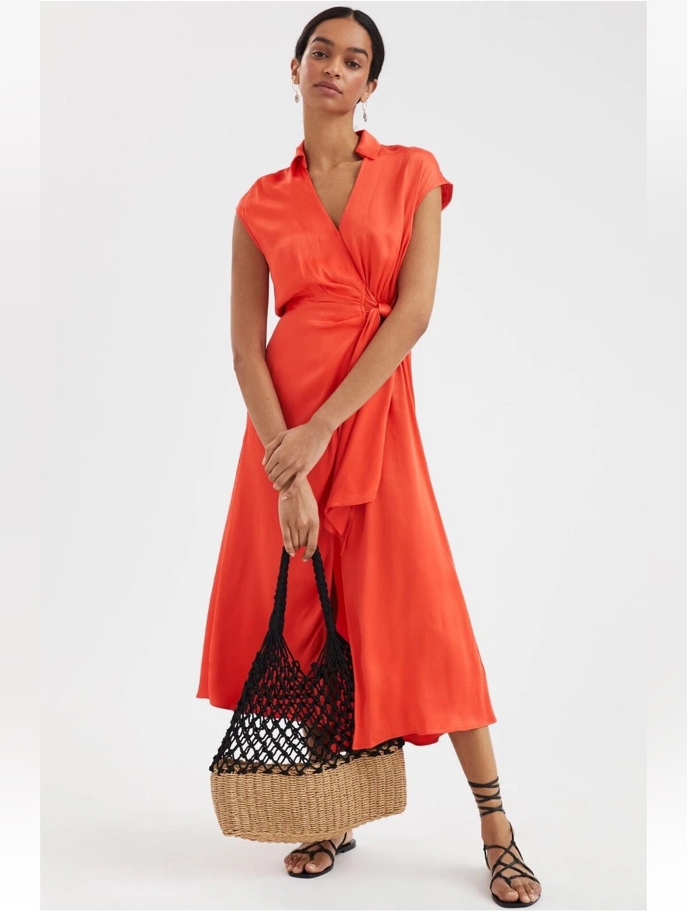 Antropologie Maeve Open Back Midi Dress In Orange